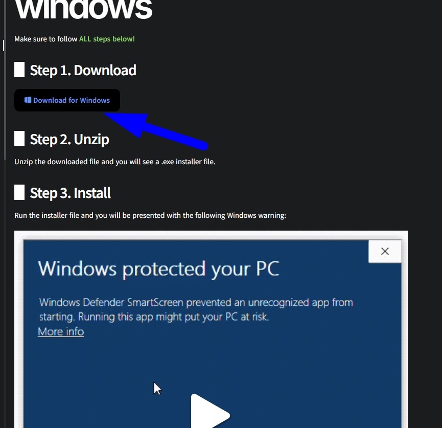 Установка для Windows