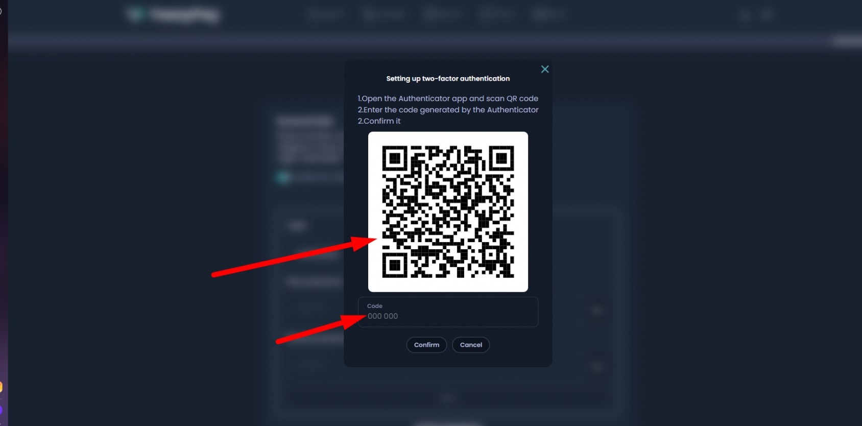 QR-код в приложении Authenticator