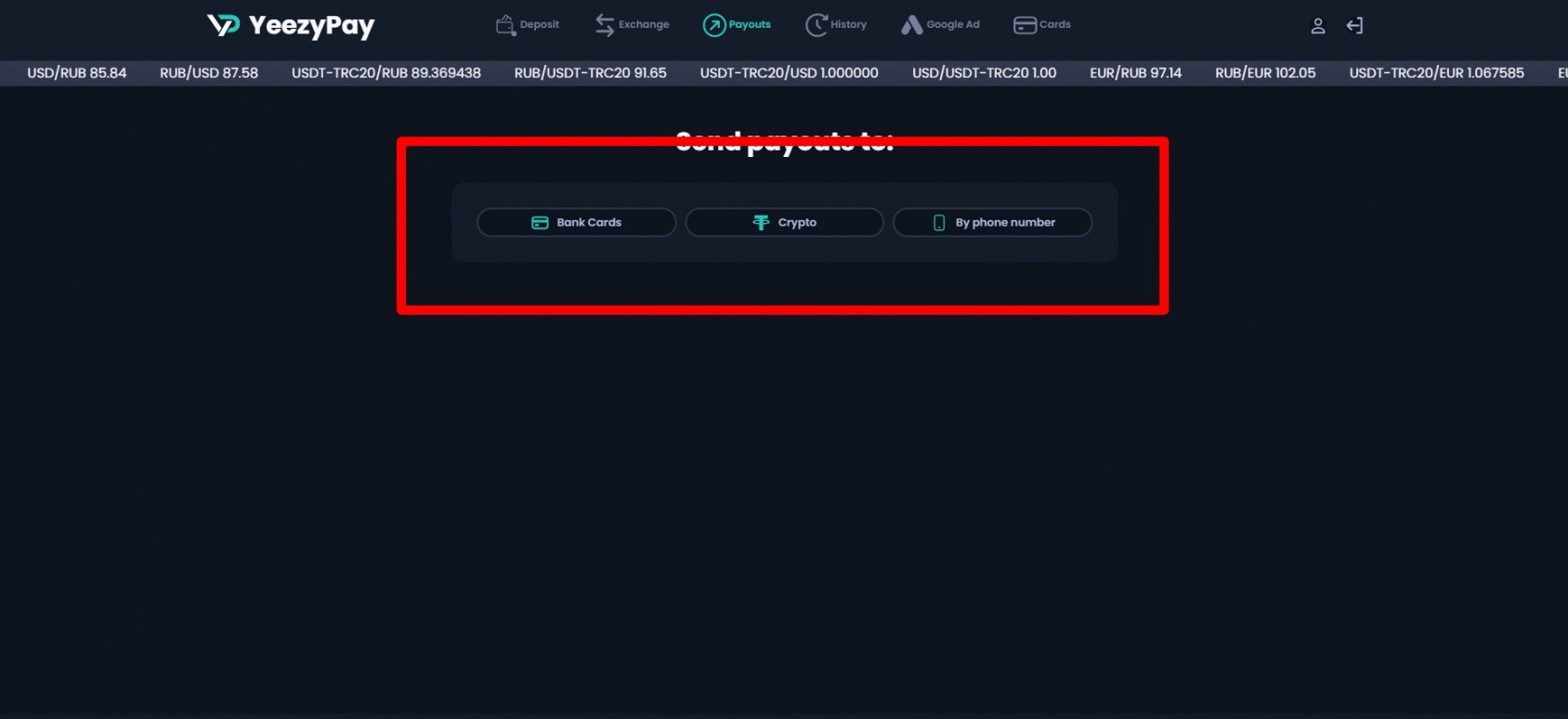 раздел Payouts