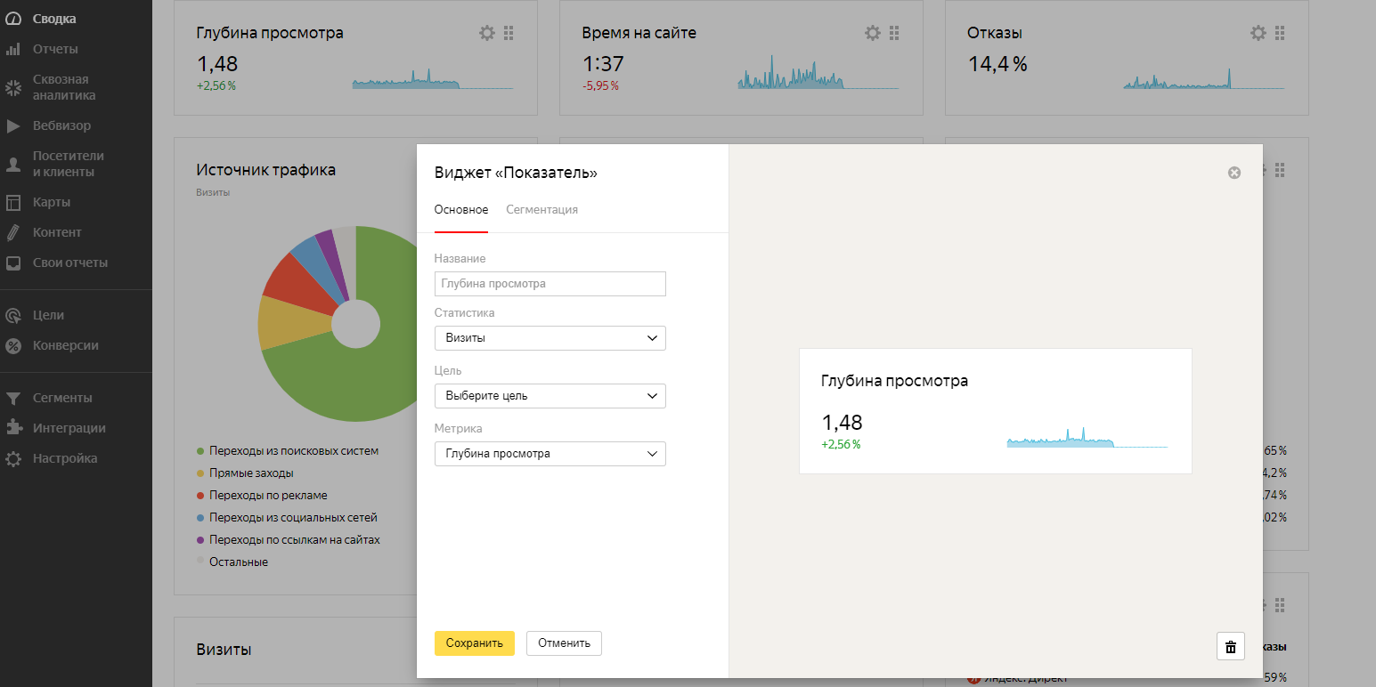 отследить глубину просмотра