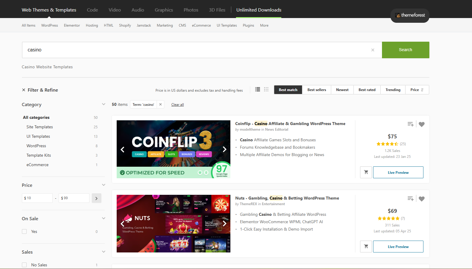 шаблон сайта от Themeforest